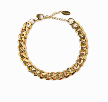 Pulsera de Acero Inoxidable con Baño de Oro de 14K