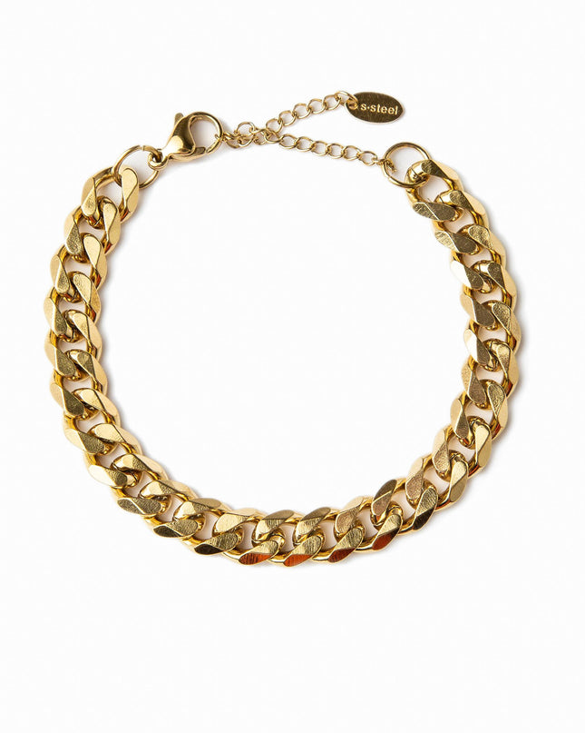 Pulsera de Acero Inoxidable con Baño de Oro de 14K