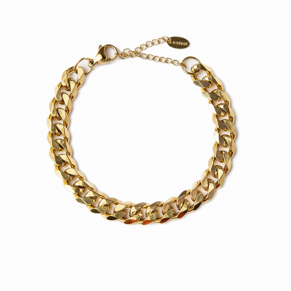 Pulsera de Acero Inoxidable con Baño de Oro de 14K