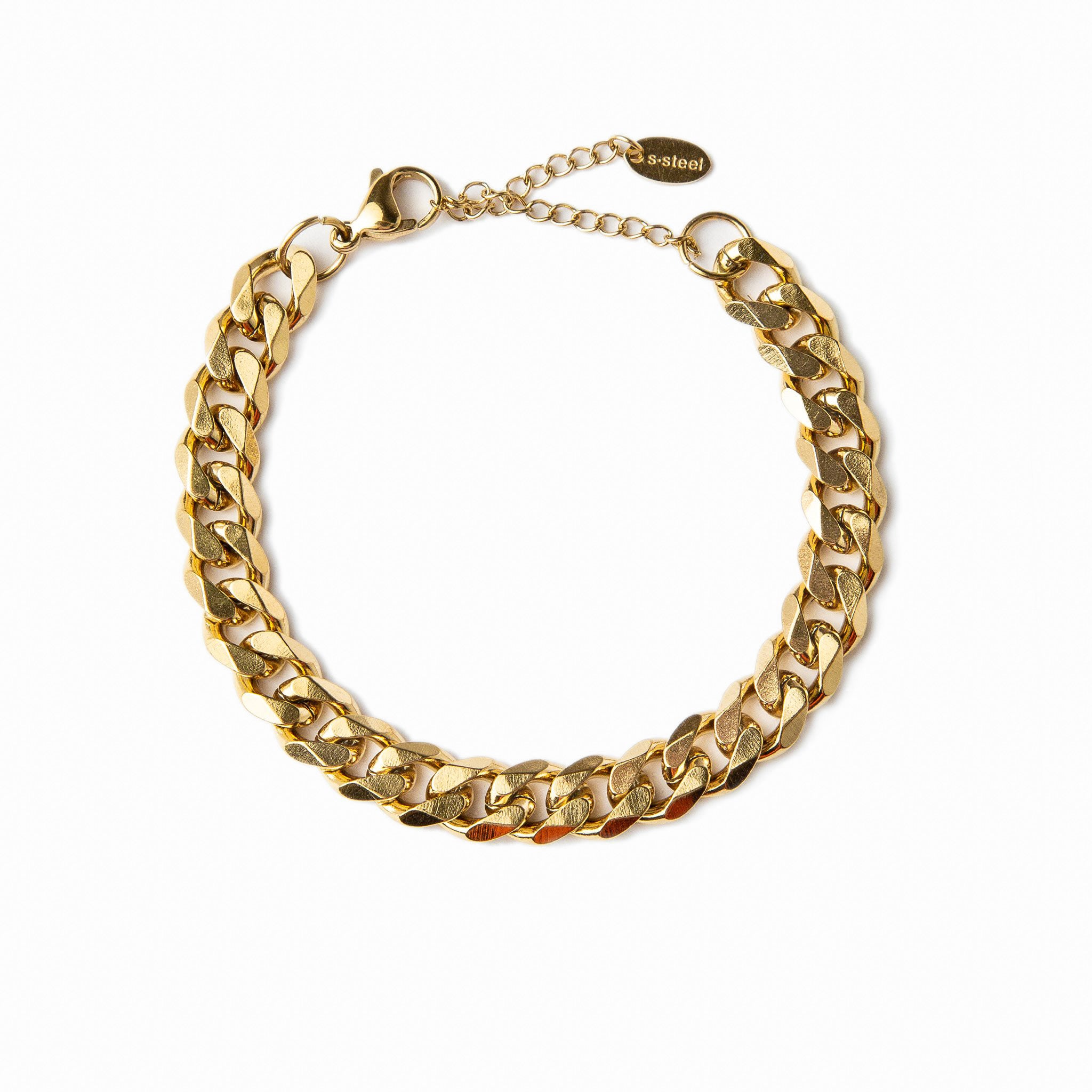 Pulsera de Acero Inoxidable con Baño de Oro de 14K