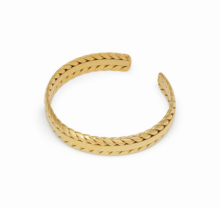 Brazalete de Hojas Trenzadas - Baño de Oro de 18k