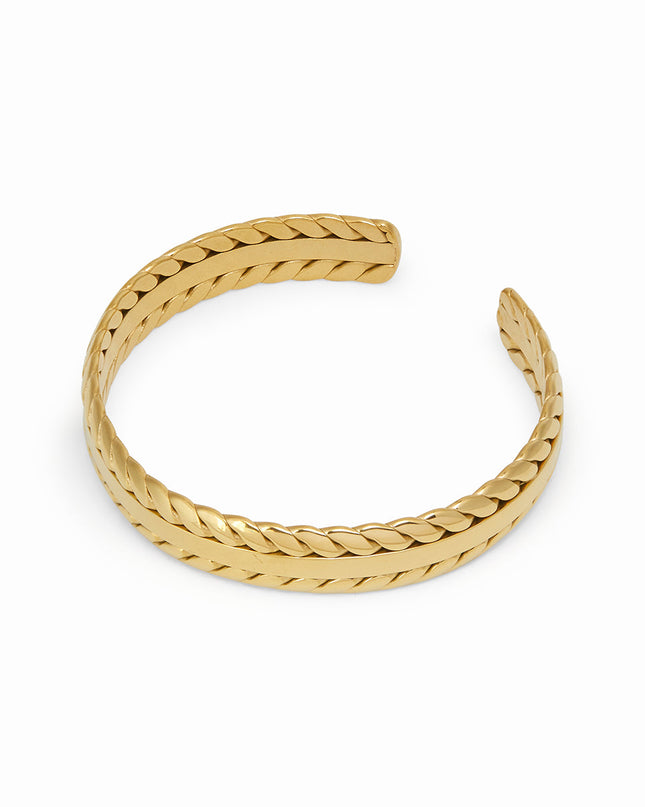 Brazalete de Hojas Trenzadas - Baño de Oro de 18k