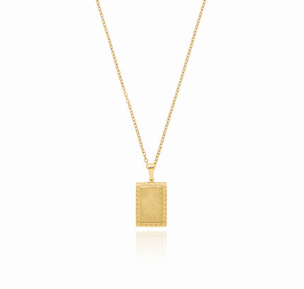 Collar de Oro con Colgante de Placa Amanecer