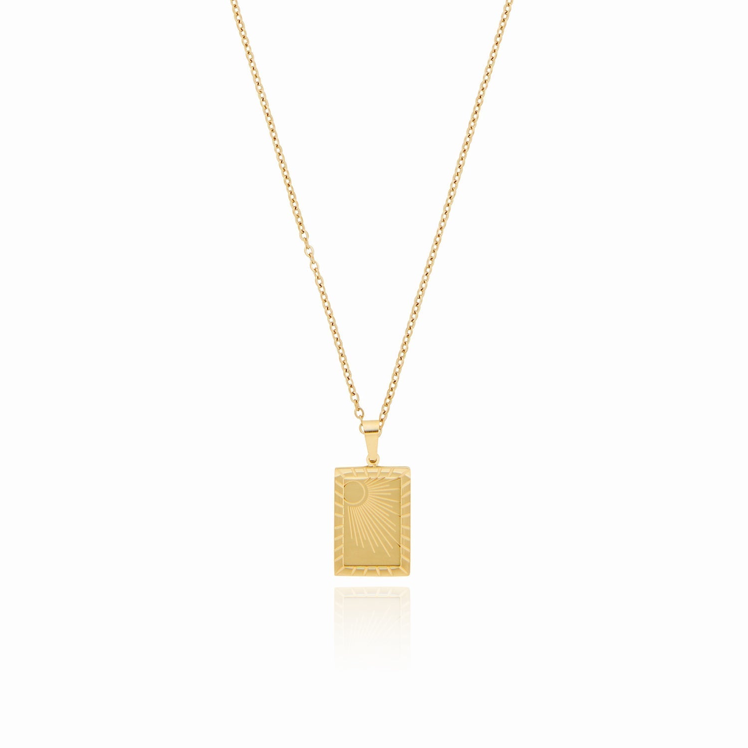 Collar de Oro con Colgante de Placa Amanecer