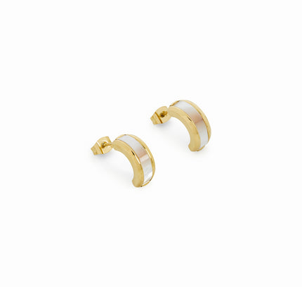 Pendientes de Tuerca de Concha - Oro