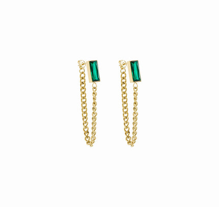 Pendientes Colgantes de Esmeralda en Oro Cubano