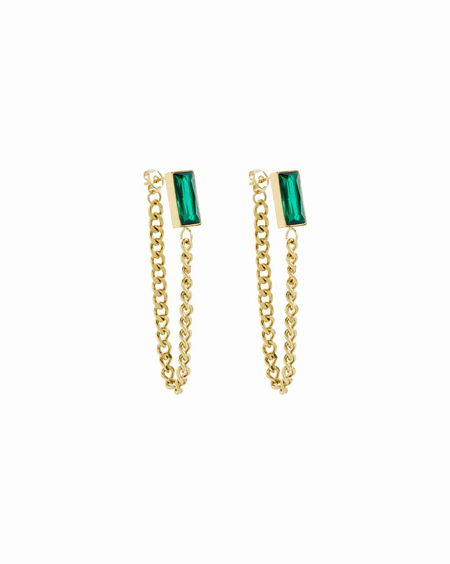 Pendientes Colgantes de Esmeralda en Oro Cubano