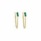 Pendientes Colgantes de Esmeralda en Oro Cubano