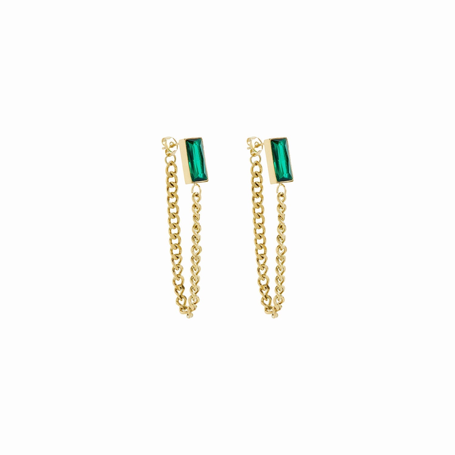 Pendientes Colgantes de Esmeralda en Oro Cubano