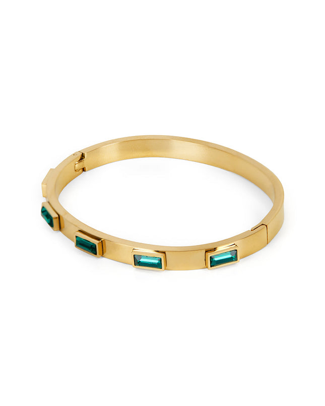 Pulsera de Piedra Cúbica - Oro y Verde