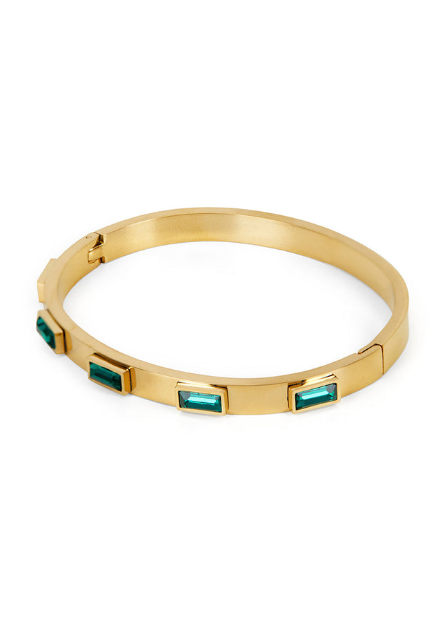 Pulsera de Piedra Cúbica - Oro y Verde