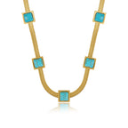Collar de Cadena de Serpiente con Piedra Aqua - Baño de Oro