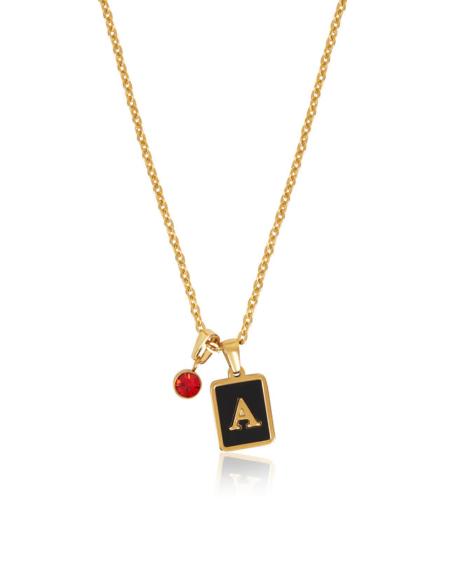 Collar con Inicial y Piedra de Nacimient