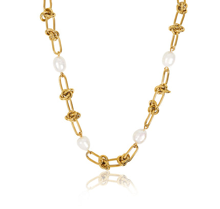Collar de Perlas con Nudos - Oro