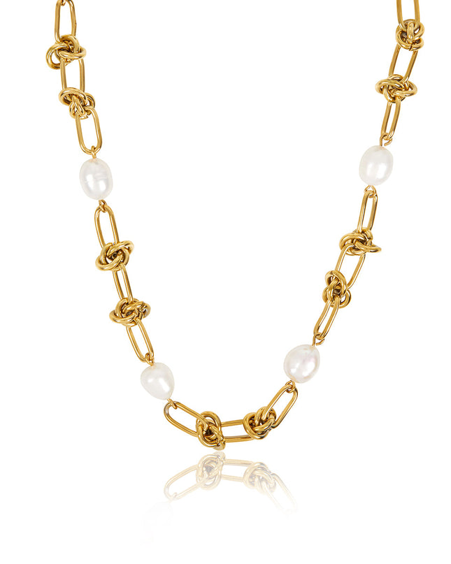 Collar de Perlas con Nudos - Oro