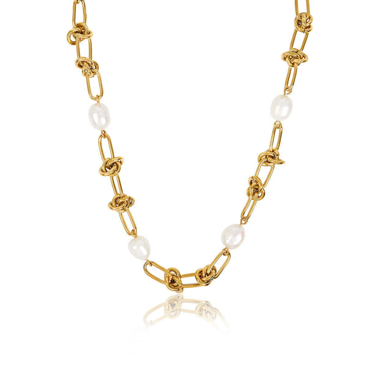 Collar de Perlas con Nudos - Oro