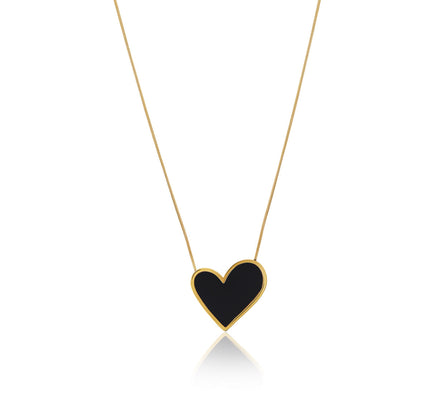Collar de Corazón de Mármol - Oro y Negro