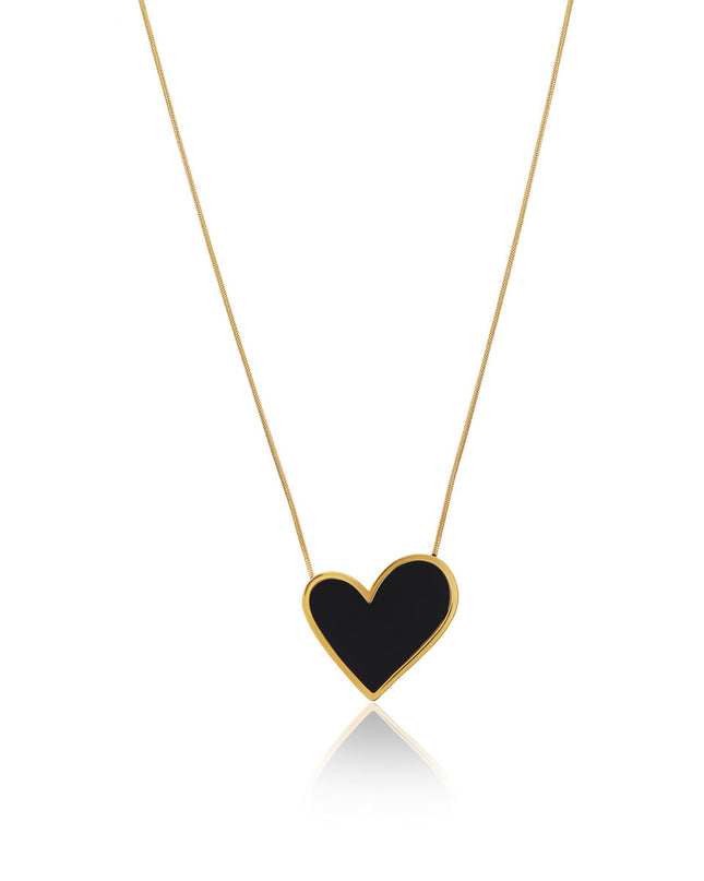 Collar de Corazón de Mármol - Oro y Negro