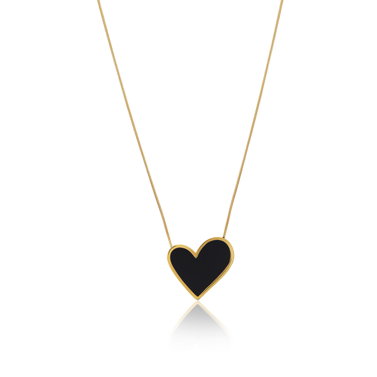 Collar de Corazón de Mármol - Oro y Negro