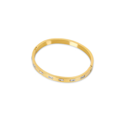 Brazalete Rectangular de Piedra en Oro