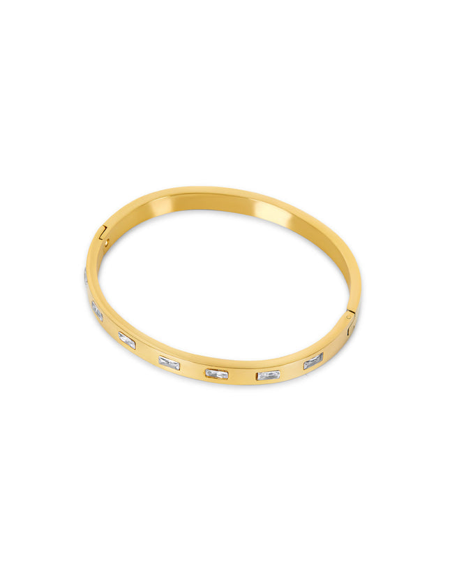 Brazalete Rectangular de Piedra en Oro