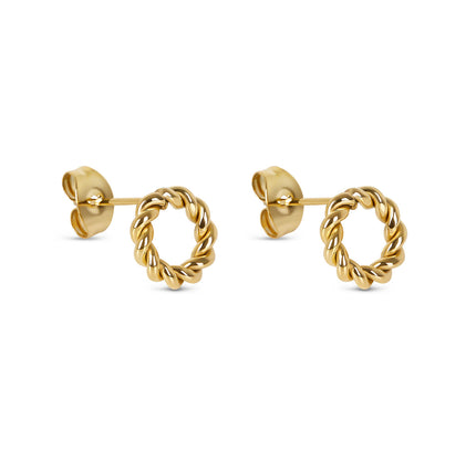 Pendientes de Stud con Cuerda Fina - Oro
