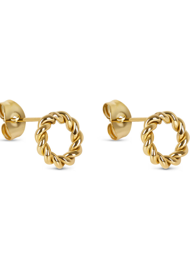 Pendientes de Stud con Cuerda Fina - Oro