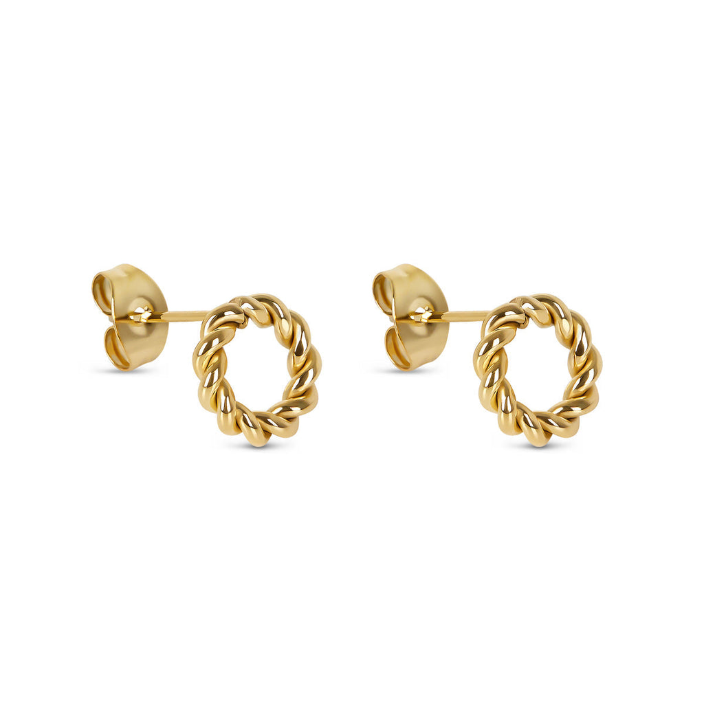 Pendientes de Stud con Cuerda Fina - Oro