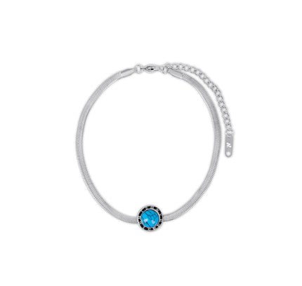 Pulsera de Cadena de Serpiente de Piedra Aqua - Plata