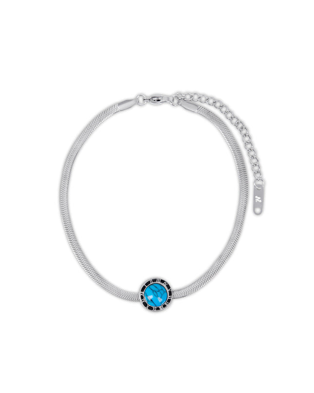 Pulsera de Cadena de Serpiente de Piedra Aqua - Plata