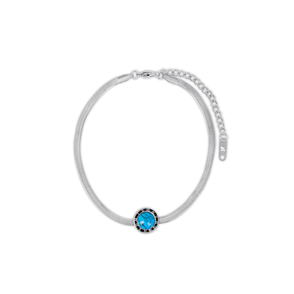 Pulsera de Cadena de Serpiente de Piedra Aqua - Plata