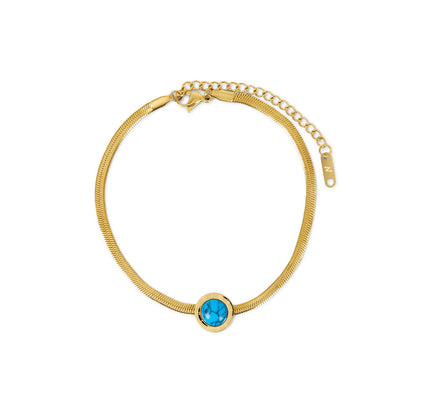 Pulsera de Cadena de Serpiente de Piedra Aqua - Oro