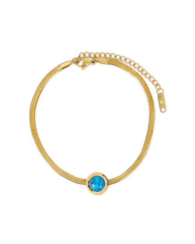 Pulsera de Cadena de Serpiente de Piedra Aqua - Oro