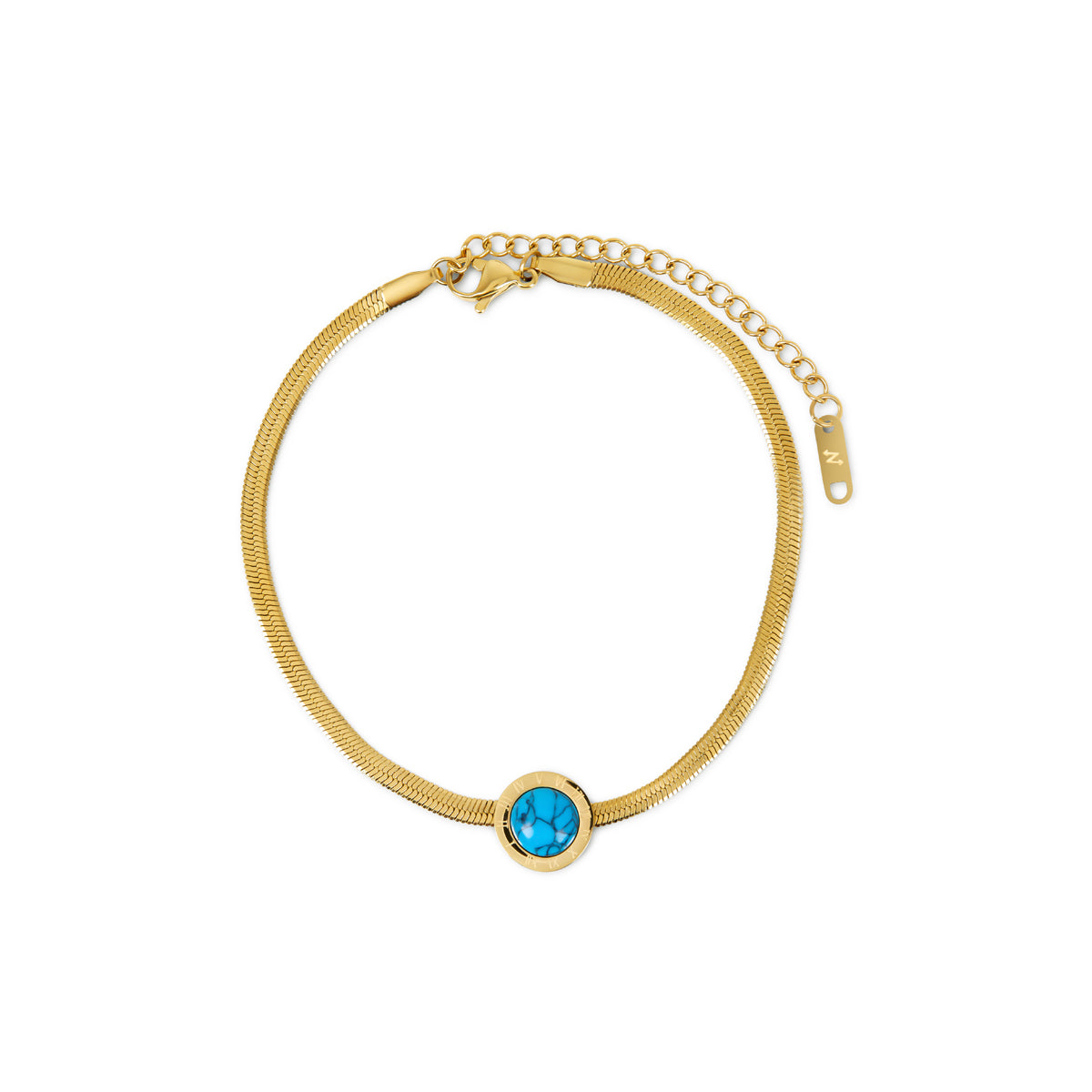 Pulsera de Cadena de Serpiente de Piedra Aqua - Oro