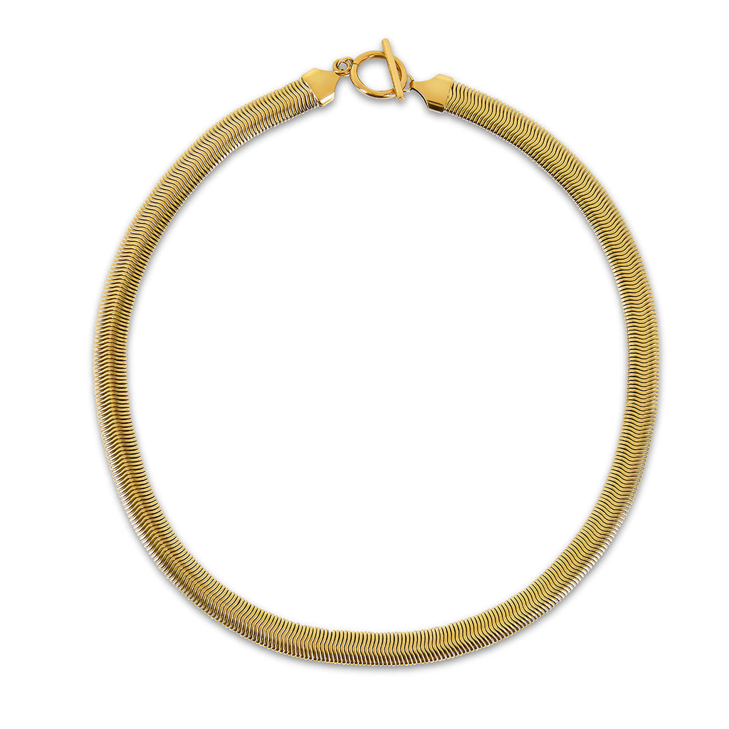 Collar Dorado de Cadena de Serpiente con Cierre