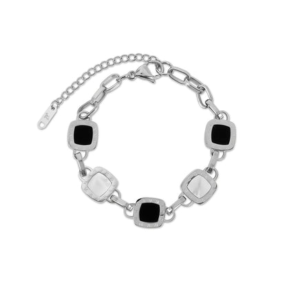 Pulsera Monocromática de Cadena de Clips Cuadrada - Plata