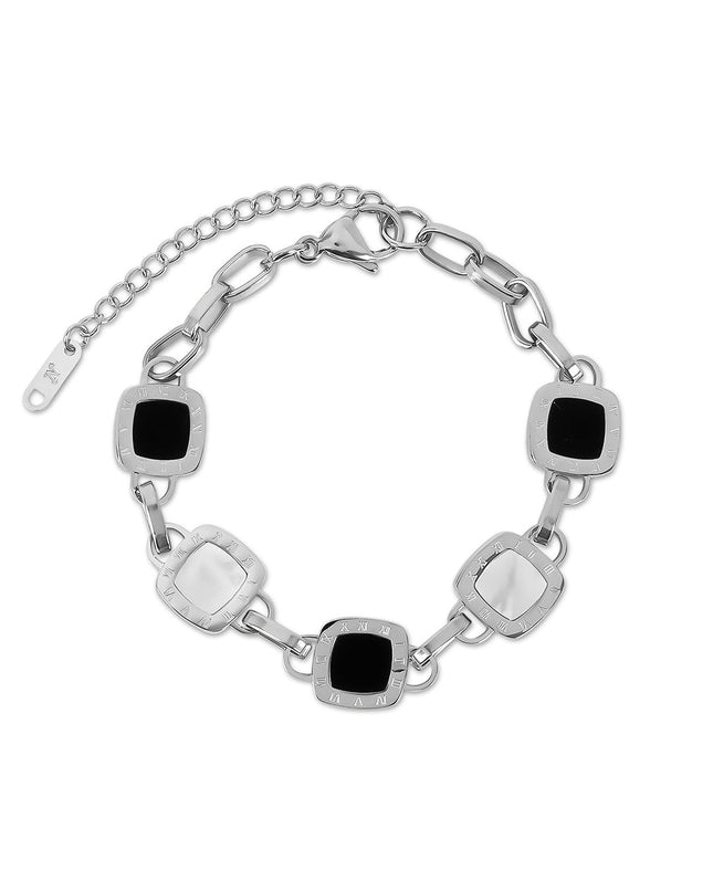 Pulsera Monocromática de Cadena de Clips Cuadrada - Plata