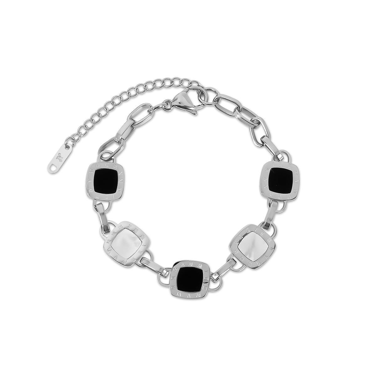 Pulsera Monocromática de Cadena de Clips Cuadrada - Plata