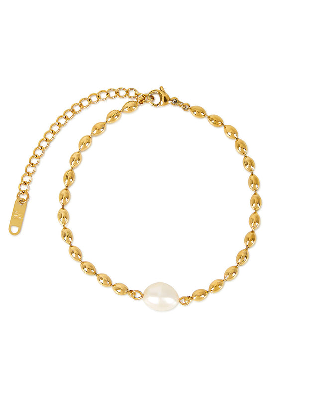 Pulsera de Perlas Persas con Cadena Dorada