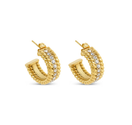 Aros de Piedra con Cadena en Oro