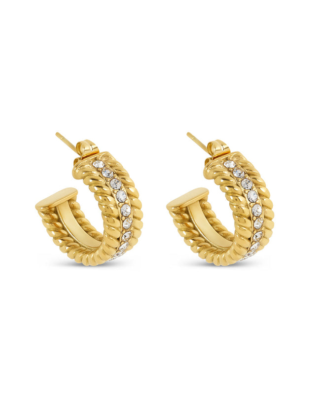 Aros de Piedra con Cadena en Oro
