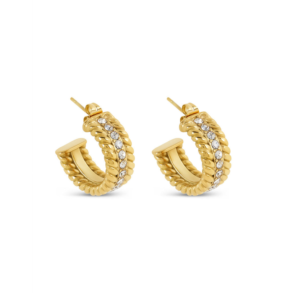 Aros de Piedra con Cadena en Oro