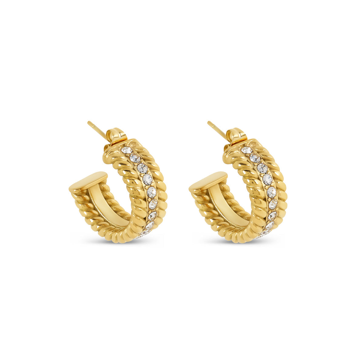 Aros de Piedra con Cadena en Oro