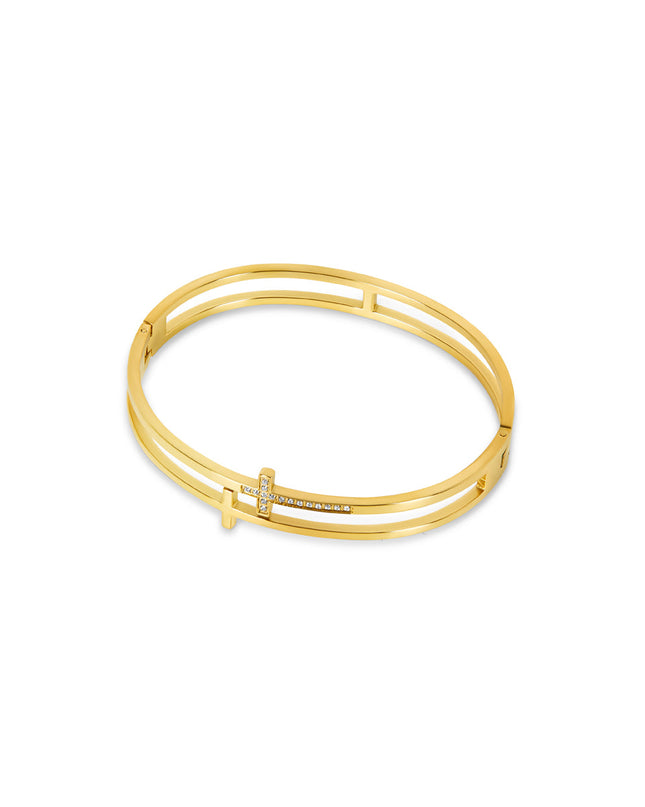 Pulsera de Brazalete Sion - Oro y Piedra