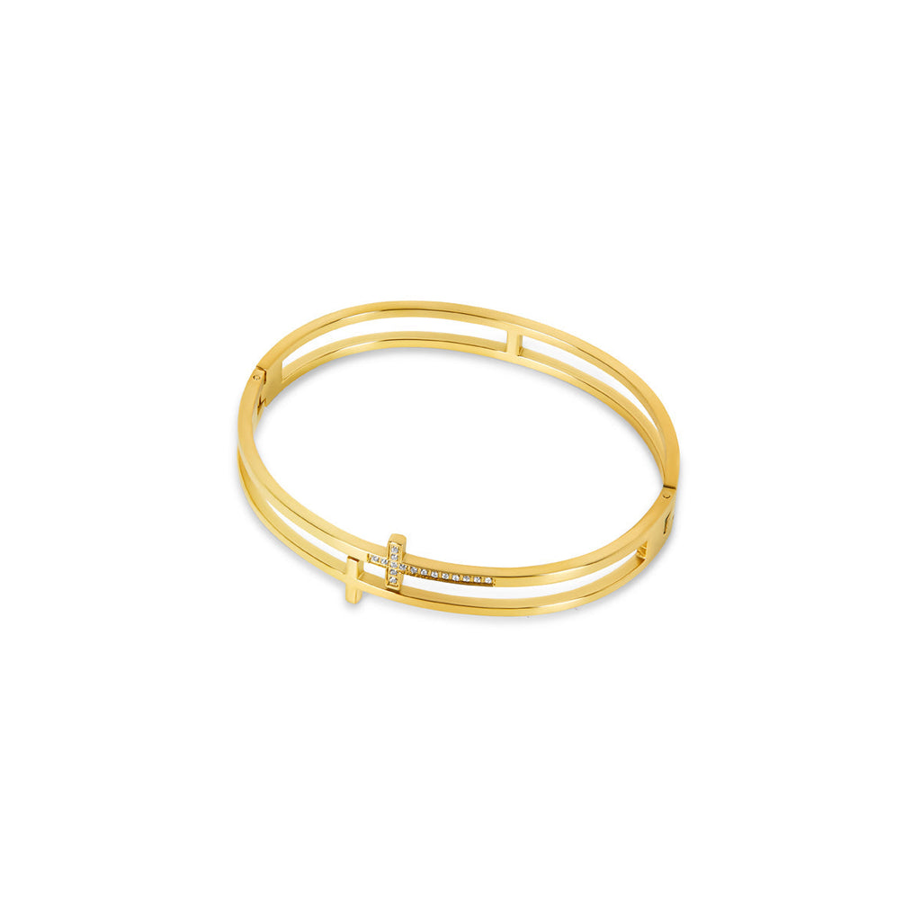 Pulsera de Brazalete Sion - Oro y Piedra