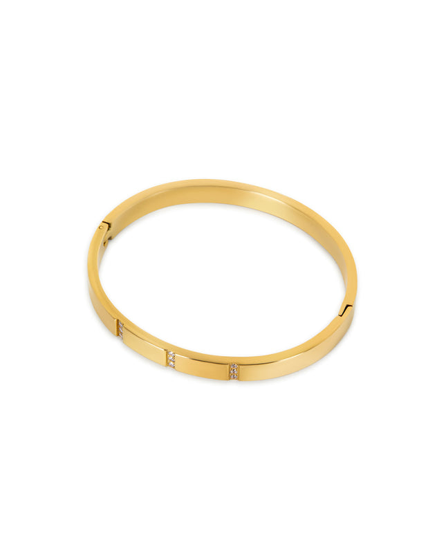 Brazalete Lineal de Piedra - Color Oro