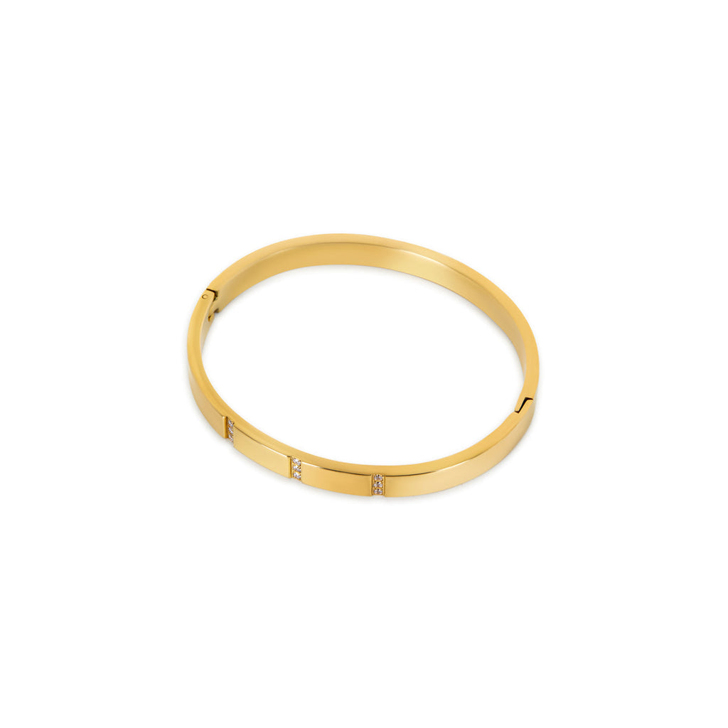 Brazalete Lineal de Piedra - Color Oro