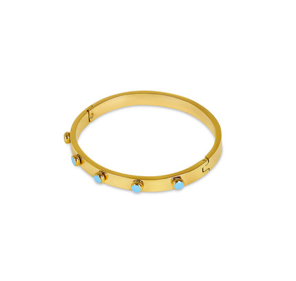 Pulsera de Brazalete Aqua con Acabado Dorado