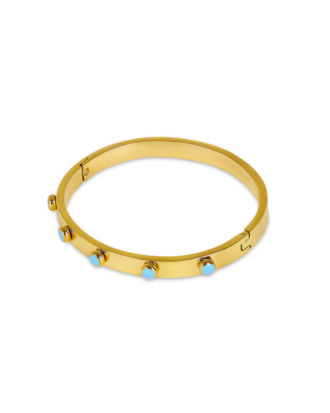 Pulsera de Brazalete Aqua con Acabado Dorado