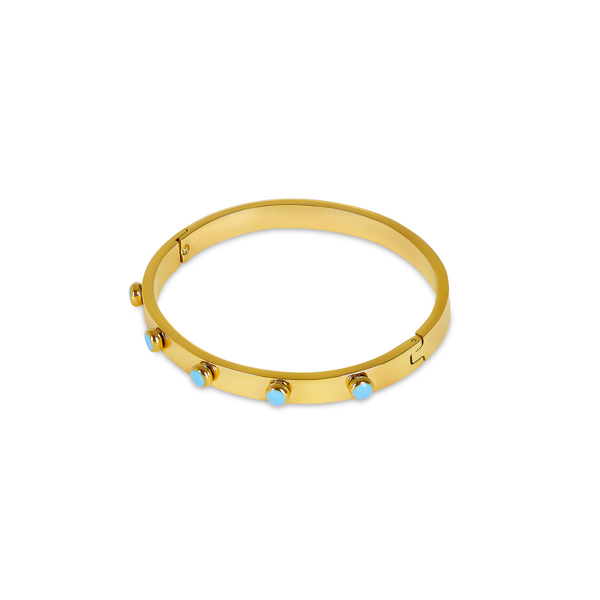 Pulsera de Brazalete Aqua con Acabado Dorado